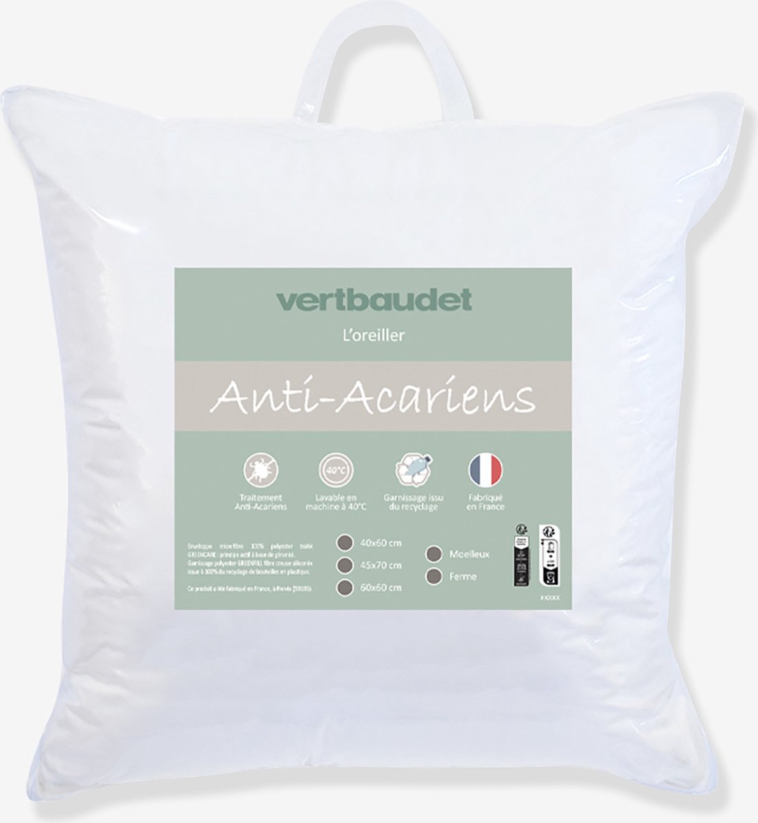 Vertbaudet Zacht microvezel anti-huisstofmijt kussen