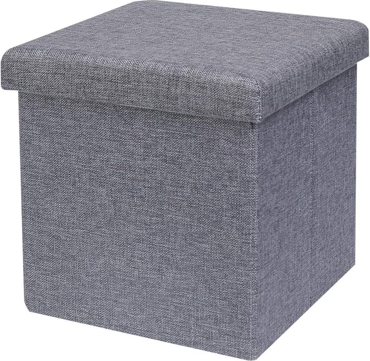 Opvouwbare kist met opbergruimte - Grijs - Kinderopbergdoos - Bankkruk - Gewatteerde zitkist met deksel - 30x30x30cm