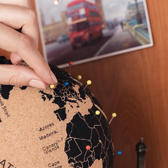 Globe En Liège TRIPVEA® 20 Cm à Colorier Avec Marqueur - Décoration Voyage Vintage Éco-Responsable - Idée Cadeau Originale Pour Passionnés De Géographie