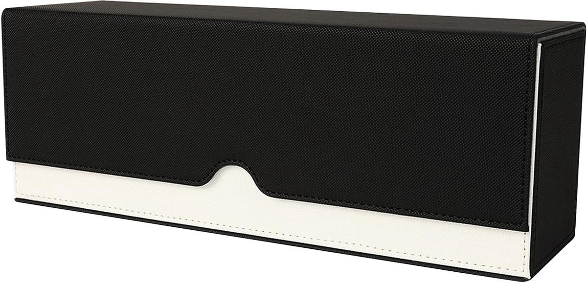 Lange kaartendeck box met magnetische tray - opslag en transport voor Magic Cards - zwart en wit