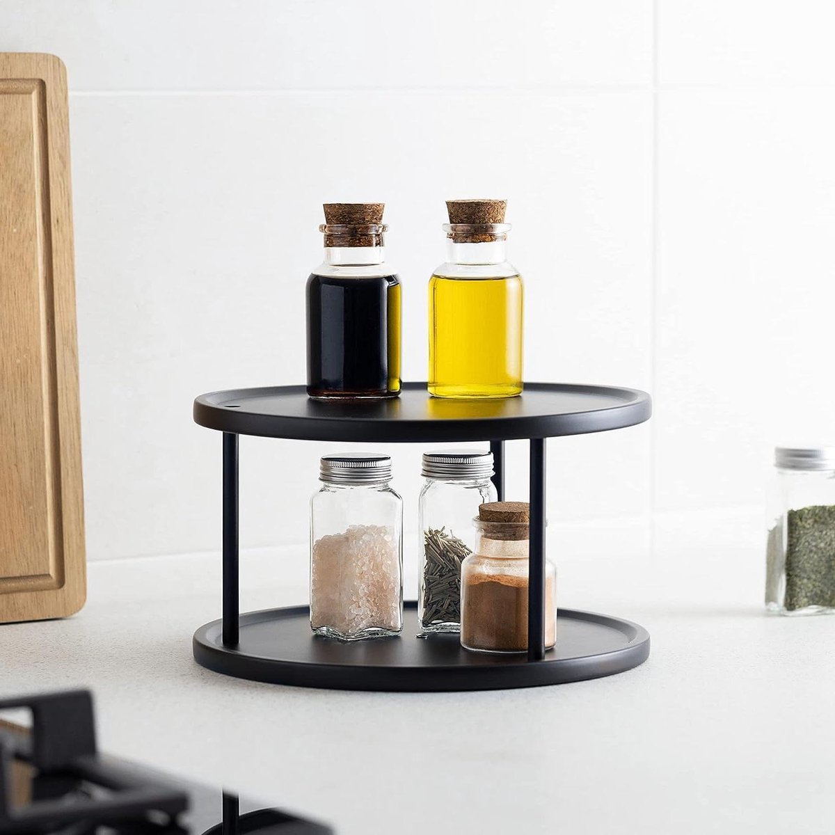 Lazy Susan Standaard - 25 cm Roterend Plateau voor Keuken of Keukenkastjes - Roestvrij Stalen Kruidenrek met Draaiplateau - Keukenorganisatie