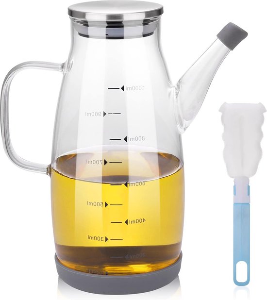 KADAX Glazen fles voor azijn, 0,5 l, oliefles om te vullen, oliekaraf van robuust glas, olijfolie, decoratieve fles voor de keuken, azijndispenser (transparant
