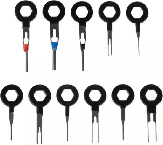 Set van 11 zwarte auto-interieurpaneel-verwijdersleutels.