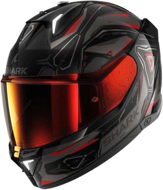 Shark D-SKWAL 3 Blast-R Mat Zwart Antraciet Rood - Maat XL - Integraal helm - Scooter helm - Motorhelm - Zwart - Scooterhelmen mannen en vrouwen.