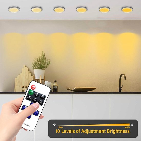 Led-verlichting voor keuken, onderkast, 6 stuks, kastlamp, warmwit