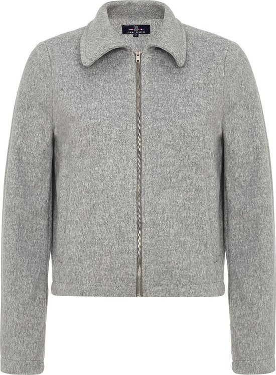 Veste grise Jimmy Sanders avec fermeture éclair et col, sur fond blanc.
