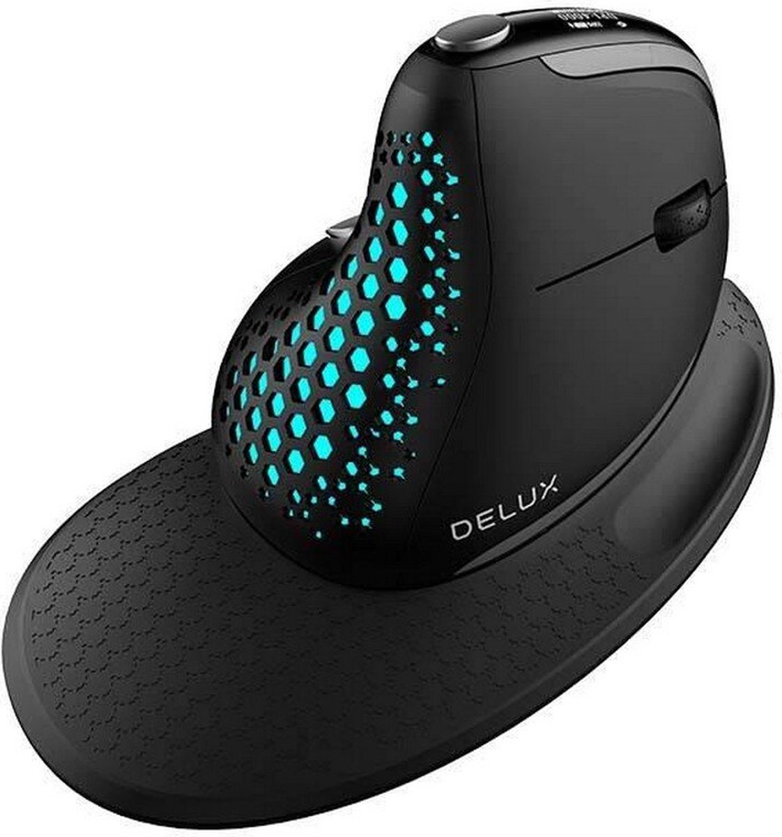 Delux Seeker M618XSD ergonomische muis - Horizontale scroll - OLED scherm - Oplaadbaar - Motion Backlight - Verwijderbare polssteun - Zwart