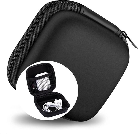 Étui universel pour écouteurs | Sac à main | Pochette | Sac de voyage | Étui | Tient dans votre poche | Convient aux AirPods, Buds, écouteurs sans fil et filaires | Cache-câble | Noir