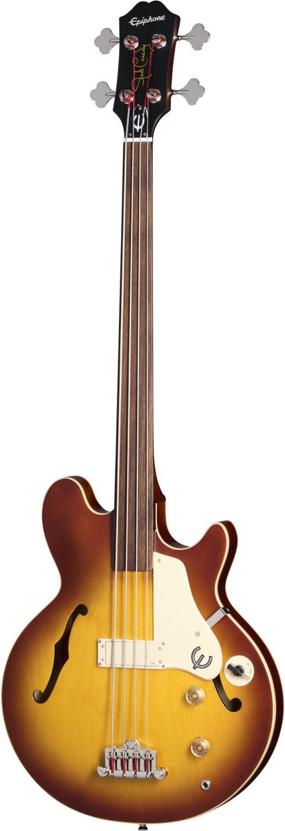 Epiphone Jack Casady Fretless Bass Aged Royal Tan - Semi-akoestische basgitaar voor rechtshandigen