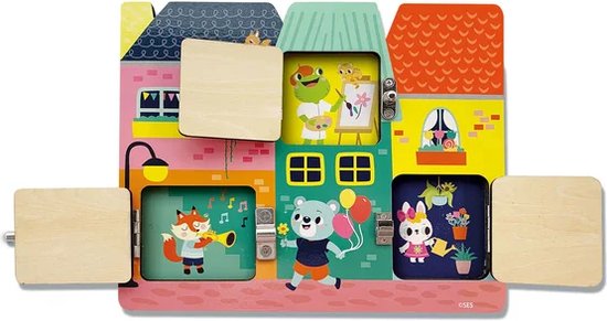 SES - Ik leer - Sloten bord - houten bord met vrolijke illustraties - spelenderwijs leren - stimuleert de fijne motoriek van SES — afbeelding 5