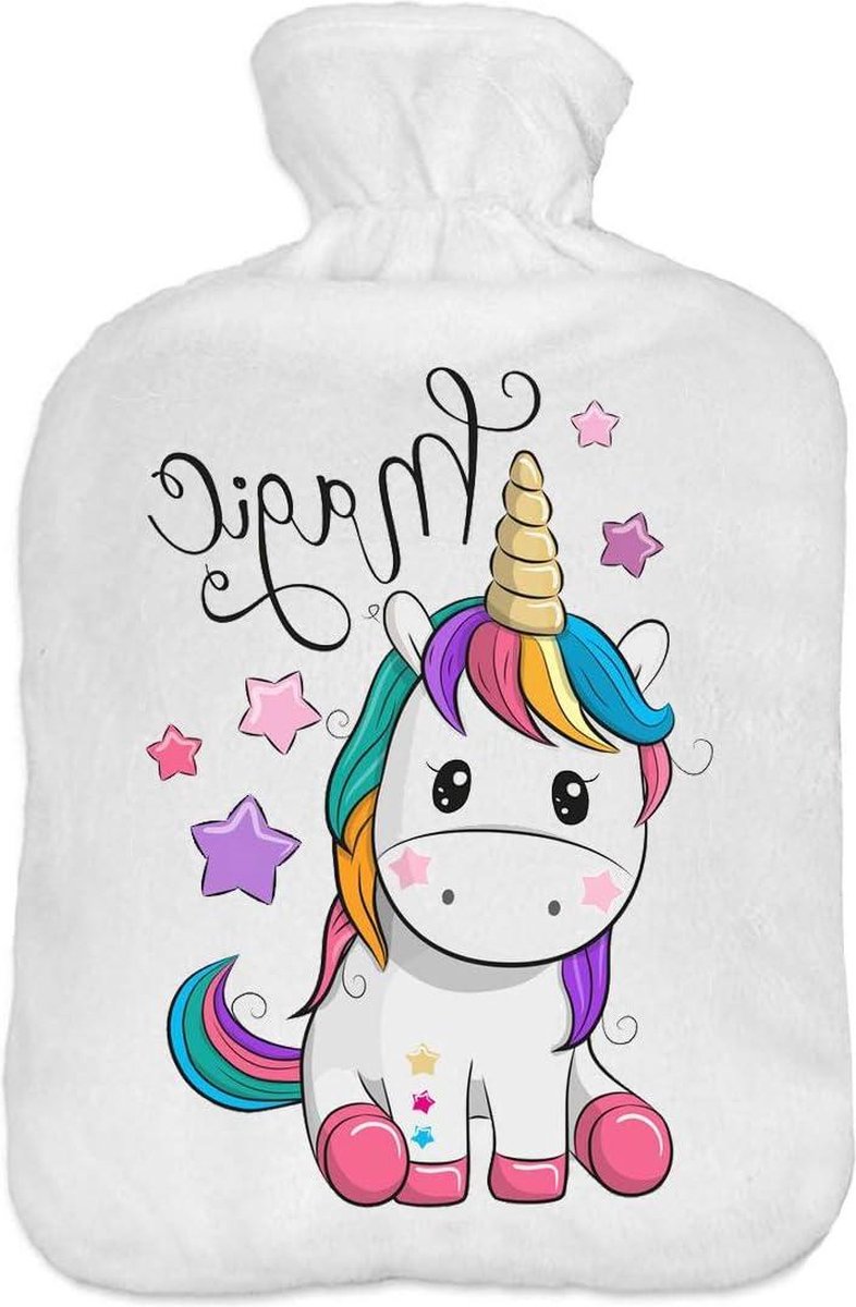 Bol.com Mooie fleece print overtrek voor 2 liter warmwaterkruik met deksel - eenhoorn design aanbieding