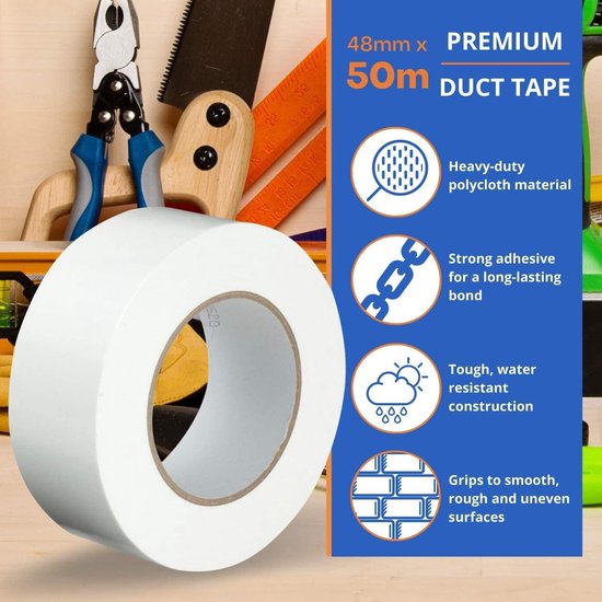 Duct Tape | Duck | 50 Meter  Textieltape, Waterdicht, Grijs, 50 Mm 20 501 00 I31443 T2525765