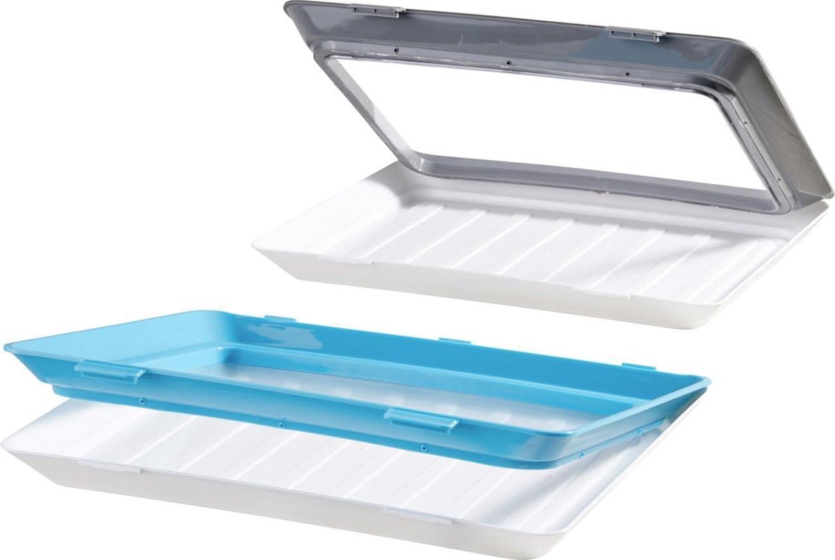 Lunchbox set voor volwassenen - grijs/blauw - Click&Fresh - 2 stuks