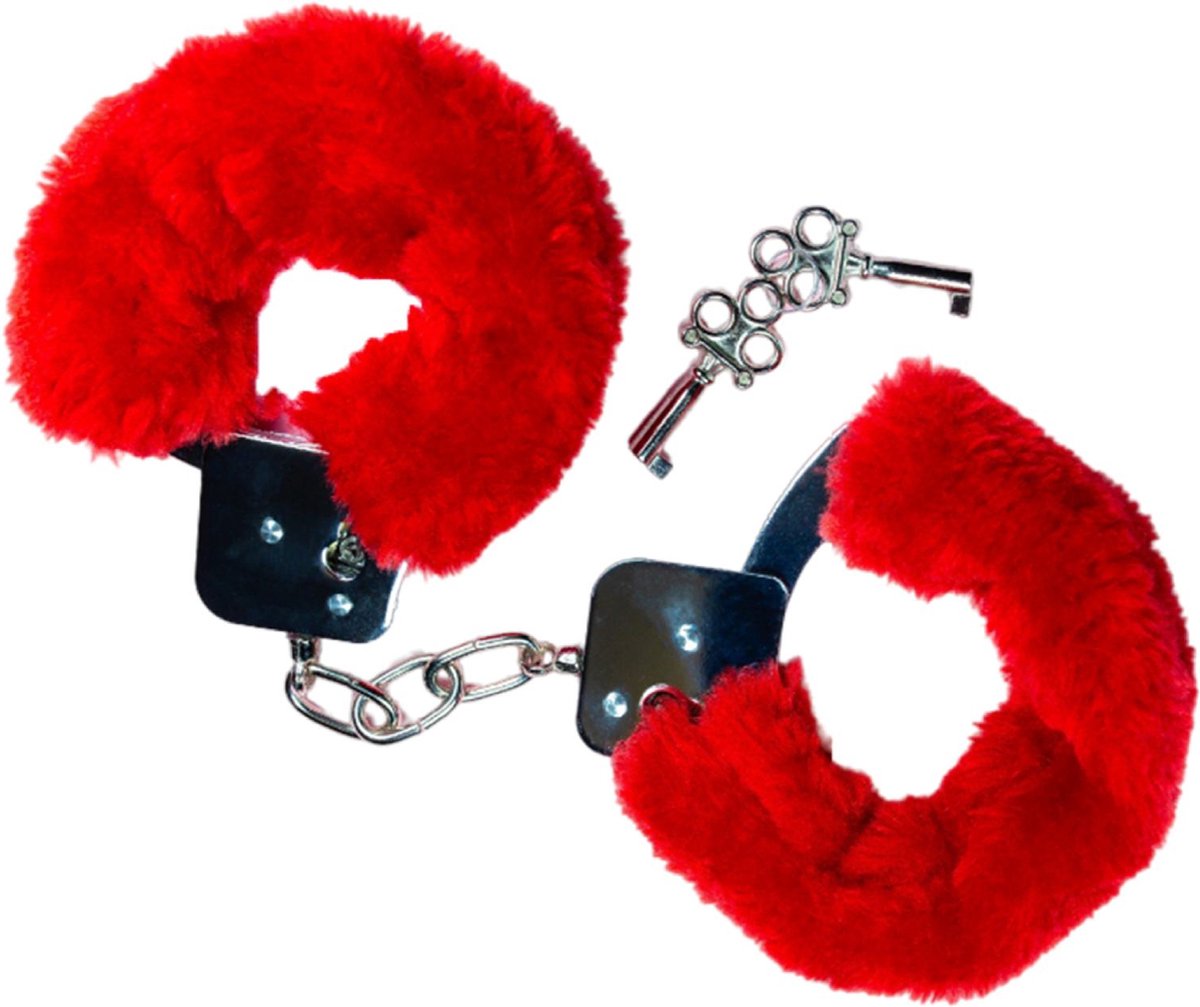 Goedkoopste Handboeien - Imitatiebont - Rood