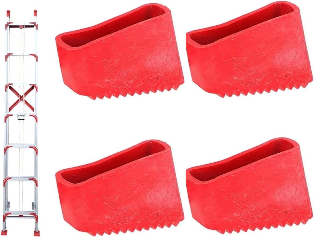 Laddervoeten reservepoten - rubberen voetjes, beschermkappen - rubberen stoppers - gasbestendige houding (rood) telescopische ladder