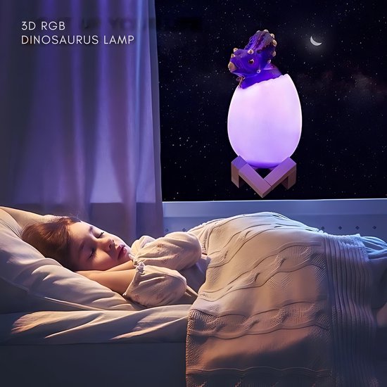 Dinosaurus Triceratops Lamp - Dino Speelgoed Lamp - Nachtlamp Kinderen - 16 Kleuren - Afstandbediening van Lumiodo — afbeelding 5