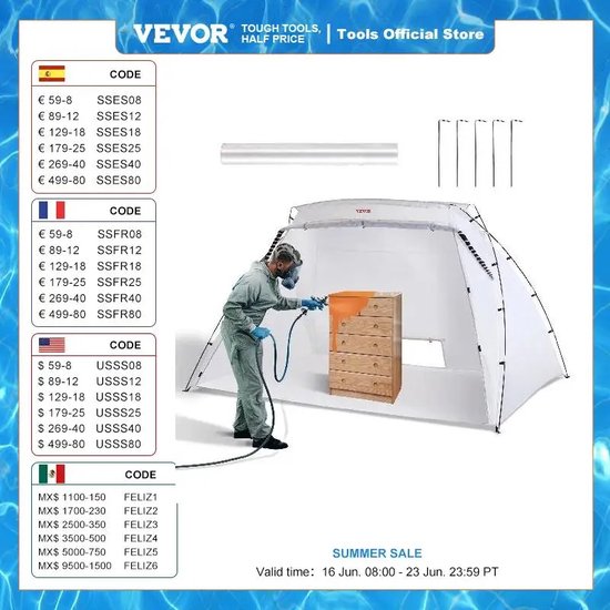 Spuitverf Tent, 60 x 60 x 70 inch, Draagbare Pop-Up Spuitverf Tent met Ingebouwde Vloer, Afzuigkap en Opbergzak, Opvouwbare Spuitcabine voor Meubels, DIY Hobby Gereedschap Verfstation | NL