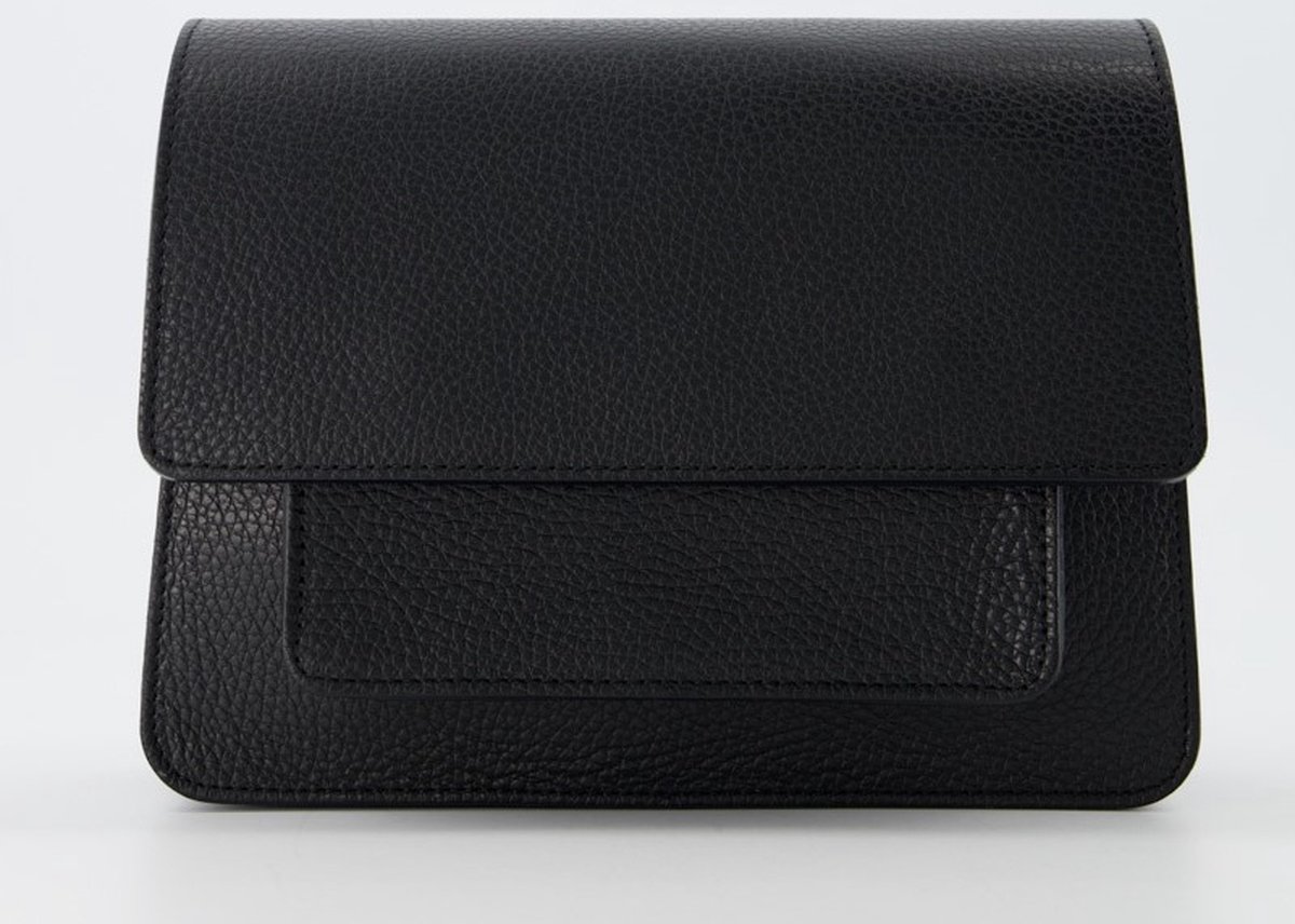 Crossbodytasje - Fenna - Classic Grain - Leder - Black - Goudkleurig