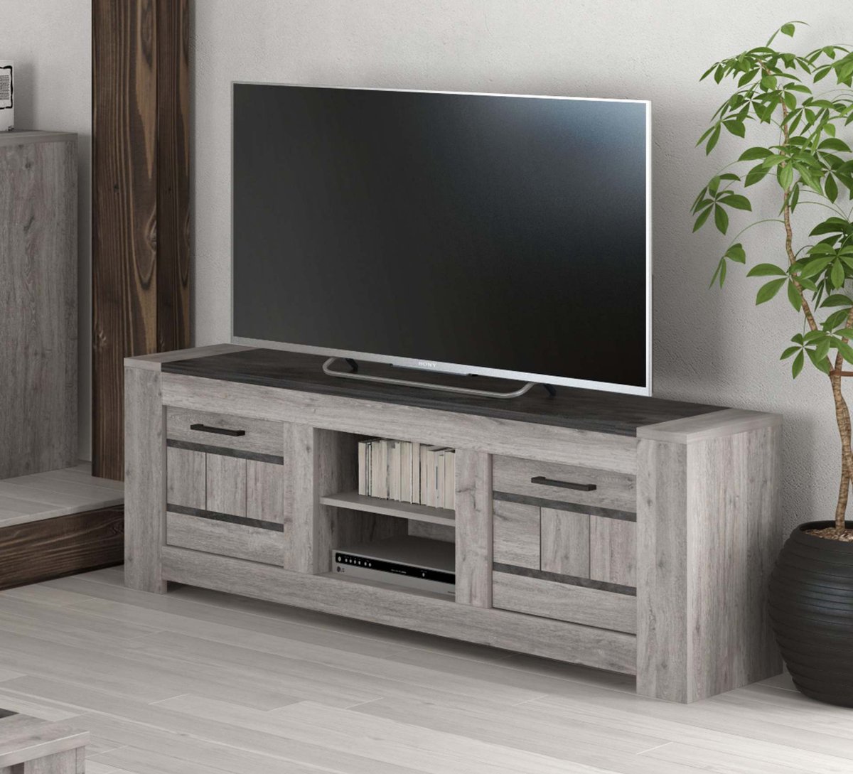 Favorie - Tv-meubel 155cm Tomas in grijze eik