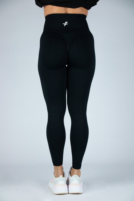 Fitness legging - Legging hoge taille - Legging Gym Sport - Hardloop - Yogabroek voor dames - Sneldrogend, ademend en rekbaar - Spandex / Nylon - Kleur Zwart - Maat L — afbeelding 5