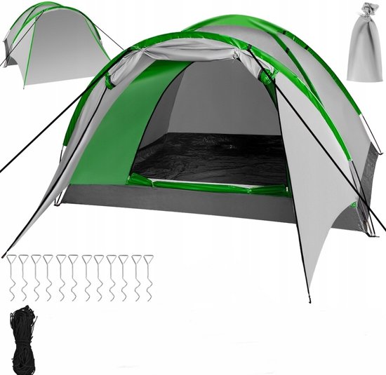 ECD Germany Kampeertent voor 3 personen 210x180x120 cm kaki/beige-grijs