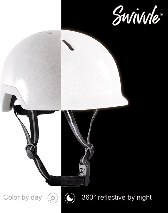 Casque de vélo réfléchissant Swivvle® - Adapté au vélo électrique - Casque réflecteur 360° en White Ivoire - Casque Mips avec certificat NTA8776 - taille M (55-58 cm) - modèle Sirius