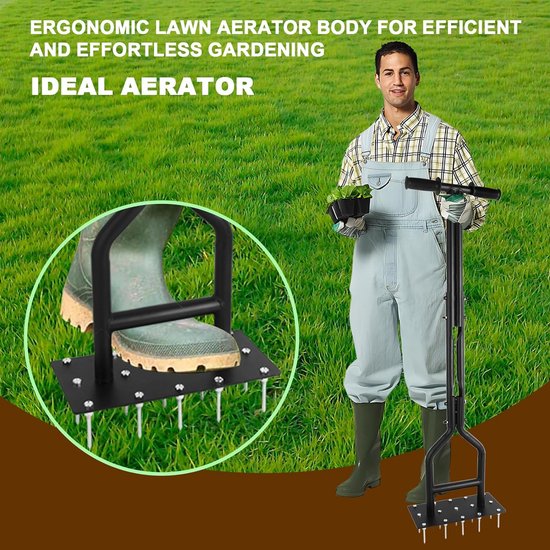 Aérateur De Pelouse Ricyea - 15 Pointes Acier De 6cm Pour Gazon