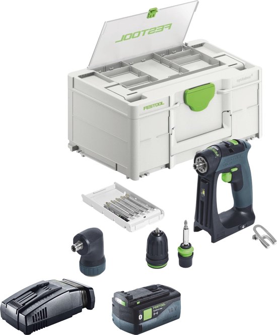 Festool CXS 18-basisset accuboormachine 18 V 40 Nm borstelloos + 1x accu 5,0 Ah + snellader + Systainer