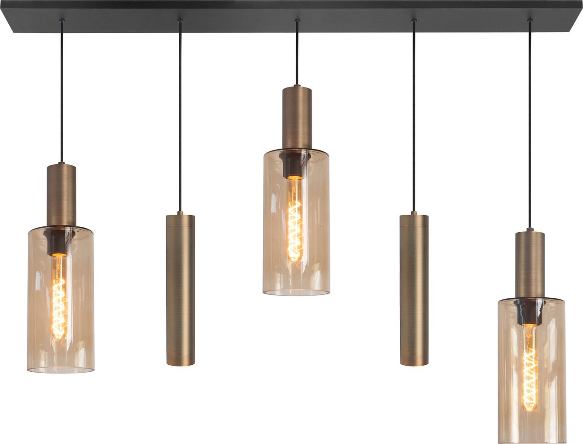 Highlight Hanglamp Perugia 4+3 lichts L 130 cm zwart amber