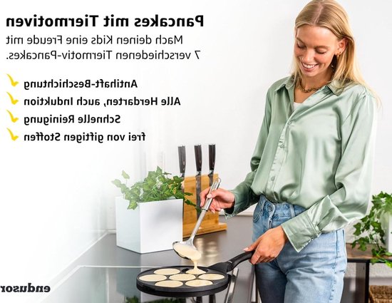 Endusor Poele à 3 trous pour à oeuf au plat et panca de 21cm - Adaptée