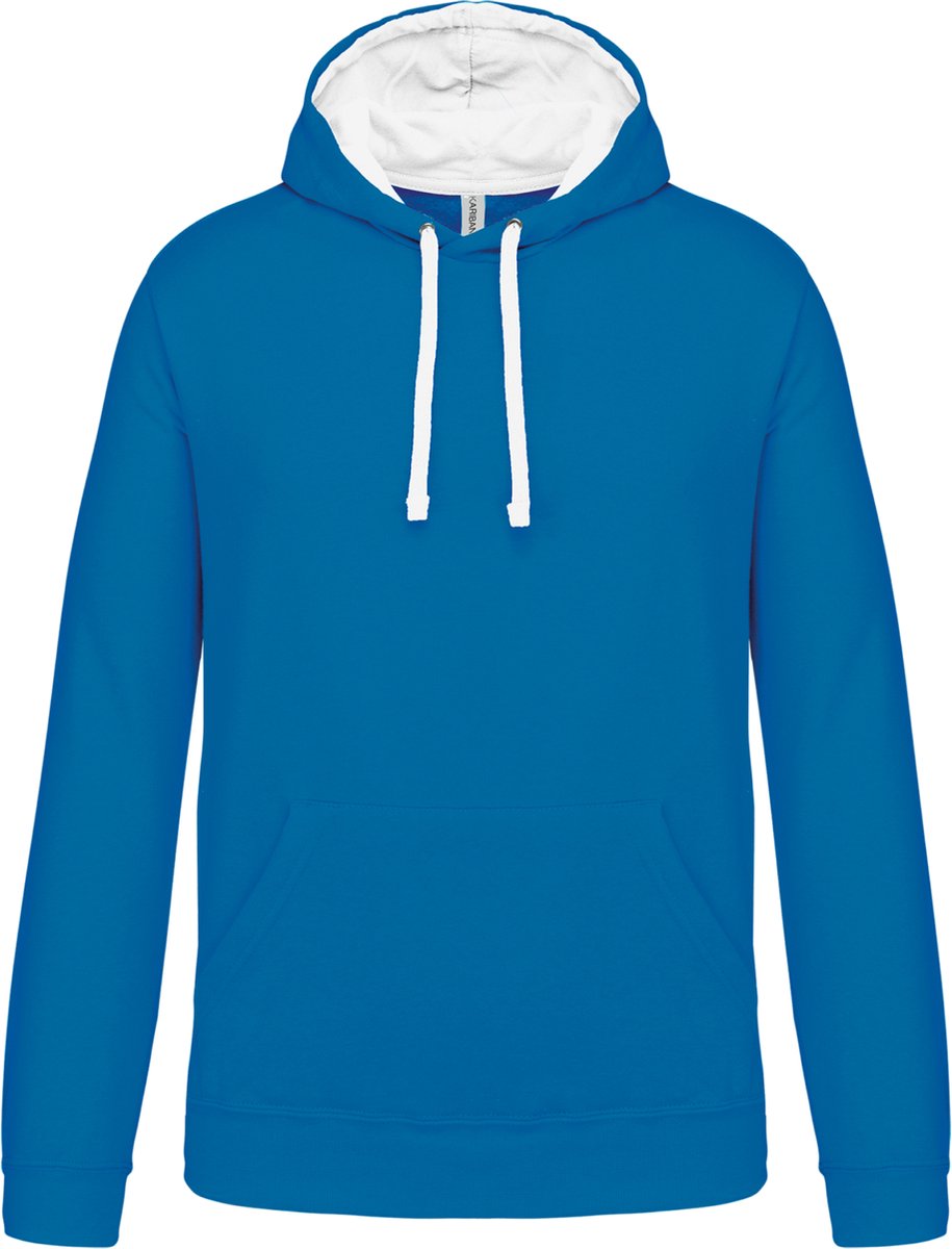 Kariban Hooded sweater met contrasterde capuchon K446 - Tropical Blue / White - 3XL