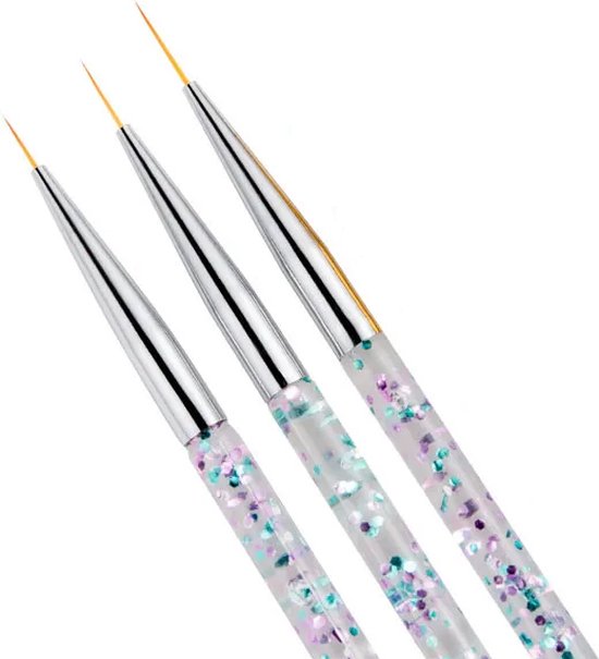 Nagel Art Pennen Set Van 3 | Nagel Penselen | ZILVER