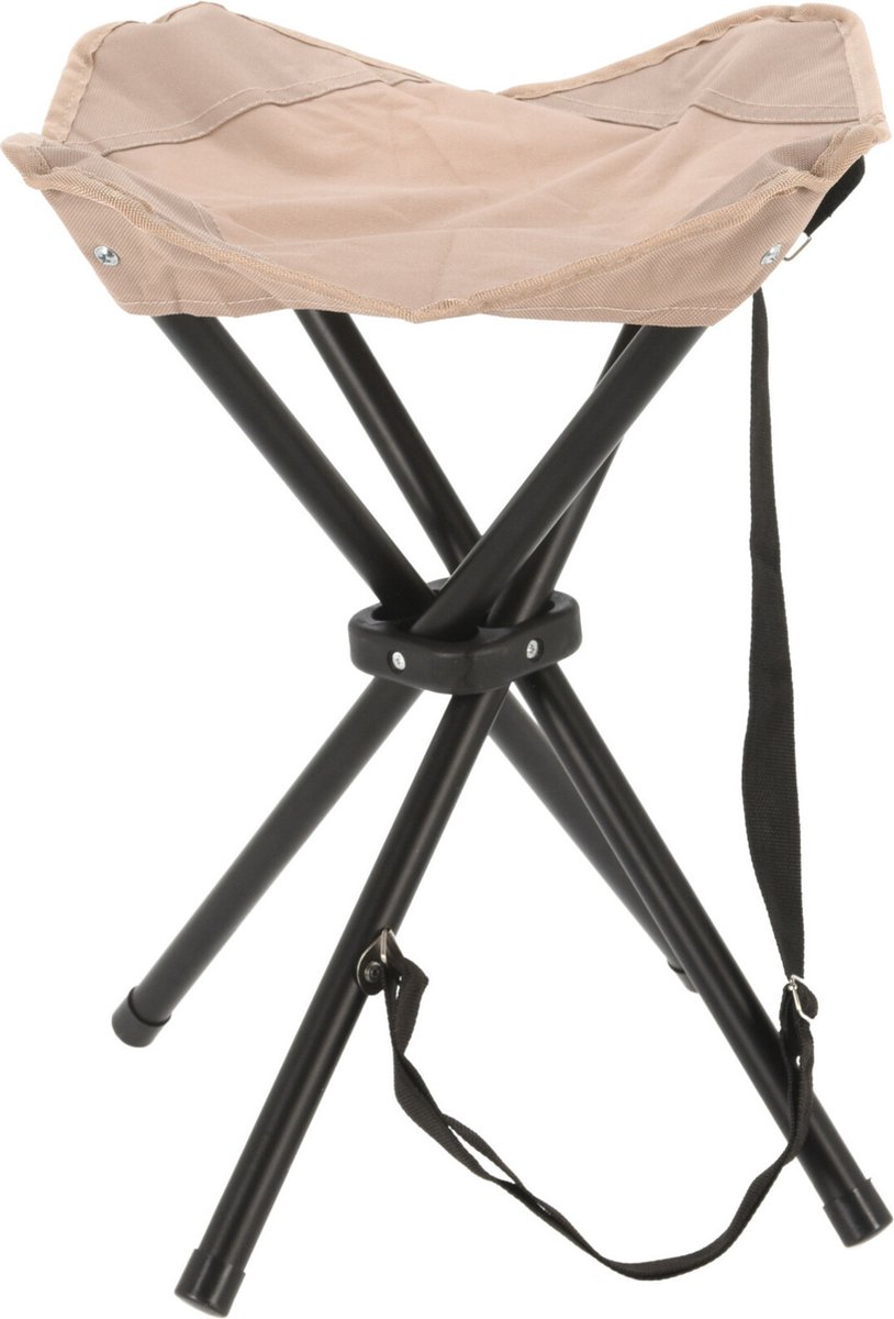 Redcliffs Driepoot opvouwbaar zit krukje - creme wit - metaal - 33 x 40 cm - Campingstoel - Visserskrukje