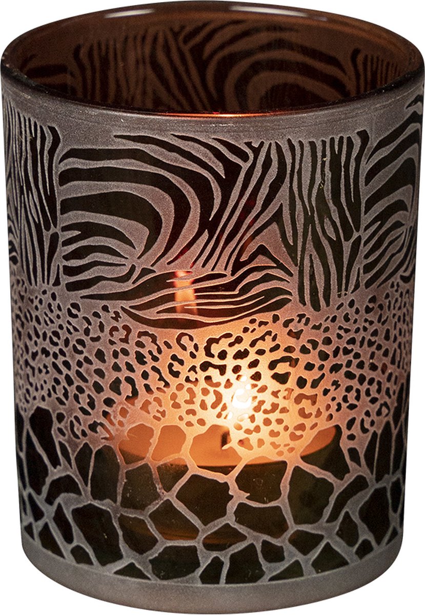 Mars & More Theelichthouder safari mix bruin medium 12cm*