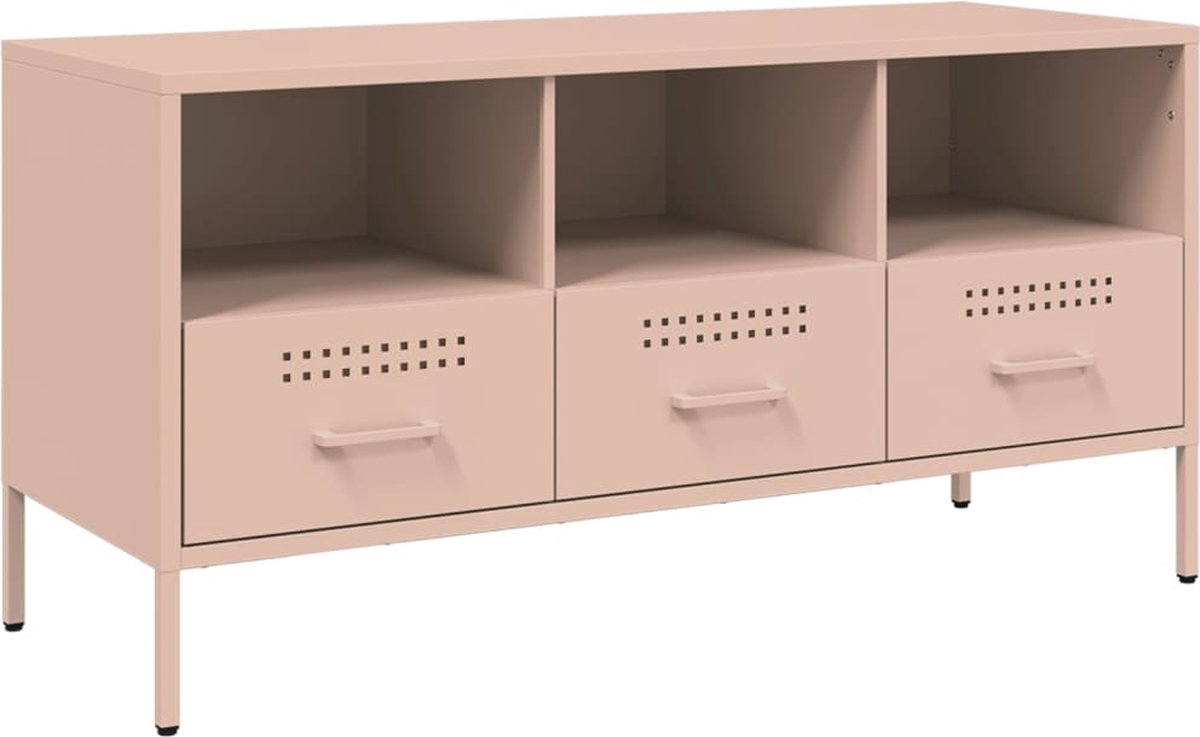 vidaXL - Tv-meubel - 100,5x39x50,5 - cm - staal - roze