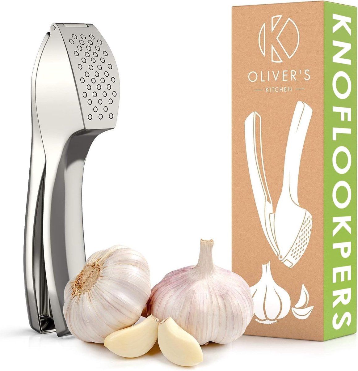 Knoflookpers Premium Knoflookpers Gebruiksvriendelijk en makkelijk te reinigen Geweldig voor het pletten van knoflook en gember (pellen niet nodig) Gaat levenslang mee – Duurzaam