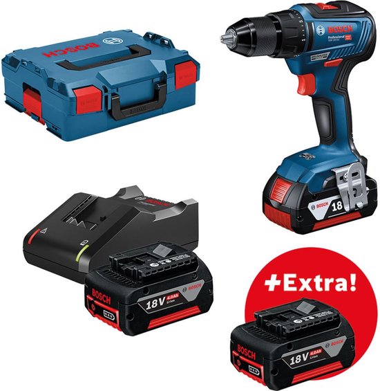 Bosch Professional GSB 18V-55 Klopboormachine - Met 3x 18V accu's en lader - Incl. koffer - Koolborstelloos - 85Nm