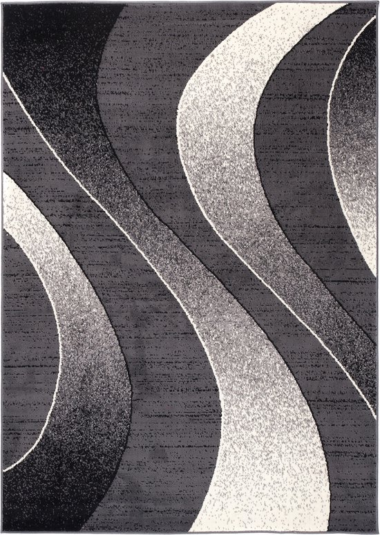 Tapiso Dream Tapis Grijs Foncé Vagues Modernes Tapis de Salon Taille - 250x300