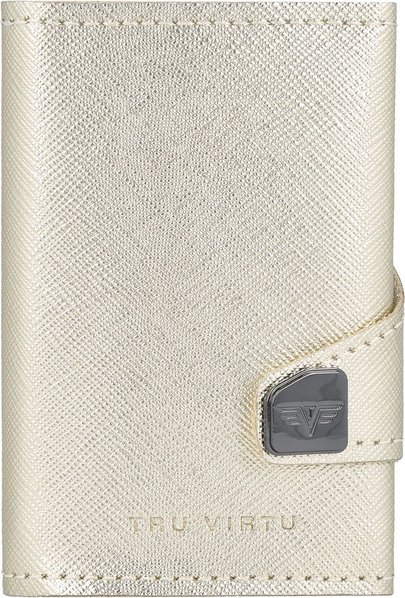 Tru Virtu Click & Slide Creditcardetui Portemonnee RFID Leer 6,5 cm - 7 Sleuven - Aluminium Core silver