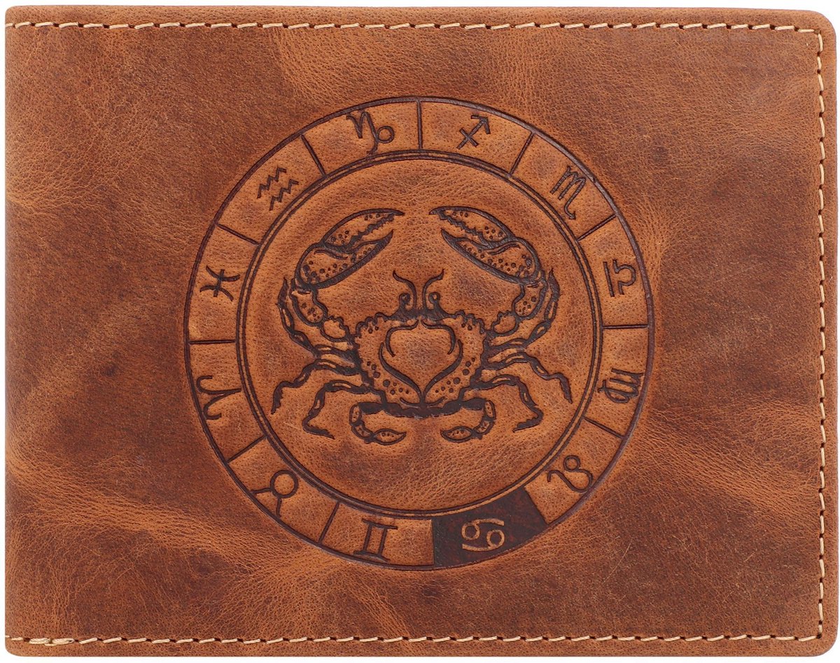 Greenburry - Vintage Lederen Heren Portefeuille Met Kreeft Sterrenbeeld