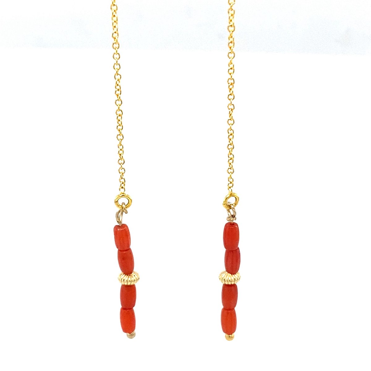 Pat's Jewels Oorbellen- Oorbellen Dames - Doortrek Oorbellen - Rood - Goud