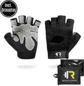 ReyFit Sports Fitness Handschoenen - Fitness Gloves - CrossFit & Powerlifting - Fitness Accessoires - Krachttraining Artikelen - Inclusief Draagtas - Grijs - S