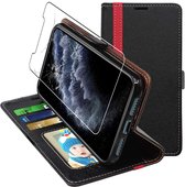 ebestStar - Hoes voor iPhone 11 Pro Apple, Wallet Etui, Book case hoesje, Zwart, Rood + Gehard Glas