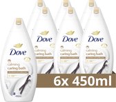Dove Calming Caring Bath Badcrème - Sheaboter & Vanille - verrijkt met 1/4 hydraterende crème - 6 x 450 ml