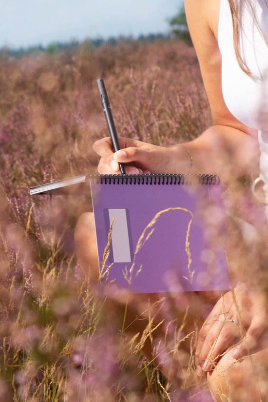 Cahier effaçable coloré Bambook - Blauw - Couverture souple - A5 - Ligné - Cahier tableau blanc durable et réutilisable - Avec 1 marqueur gratuit