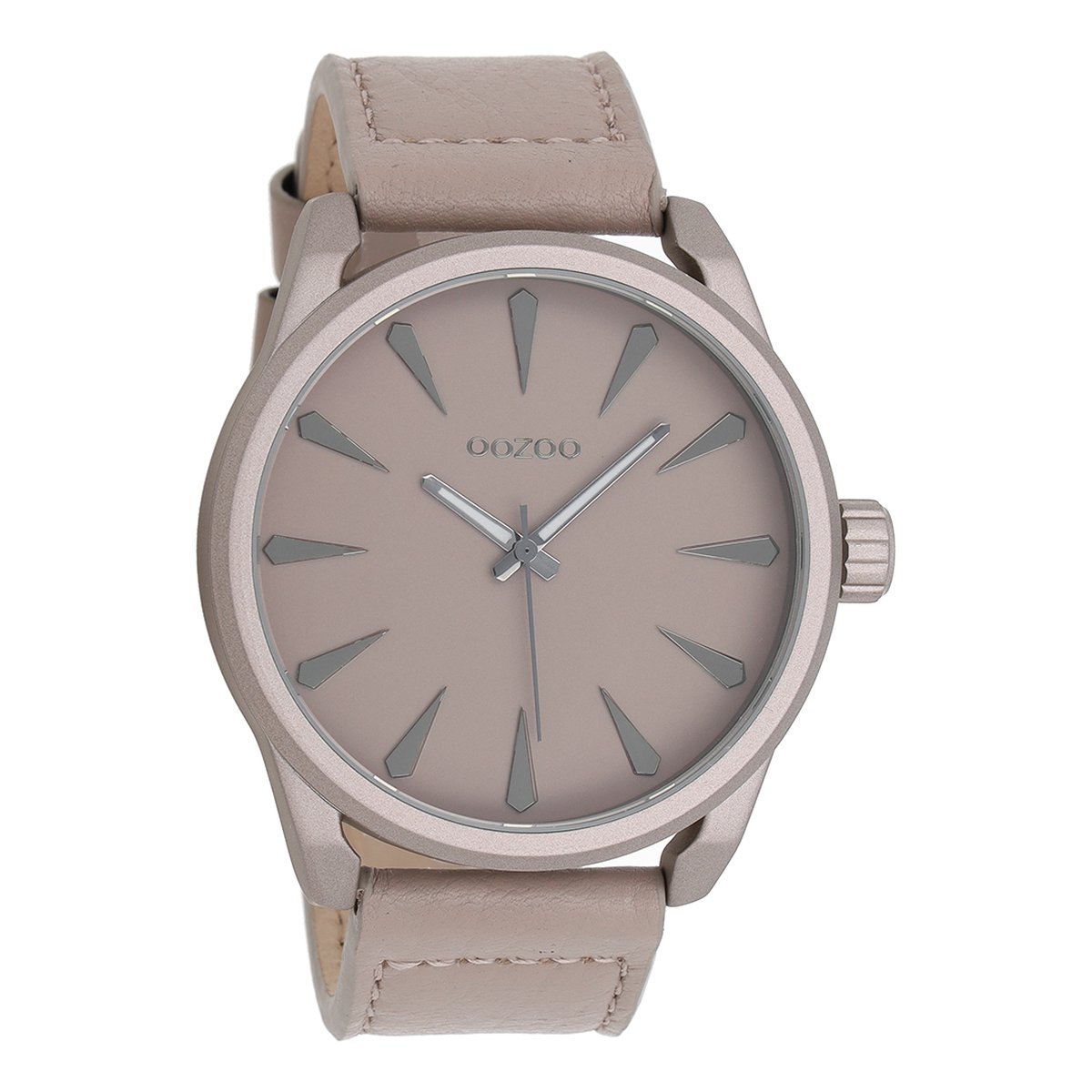 OOZOO Timepieces - Taupe horloge met taupe leren band - C8225