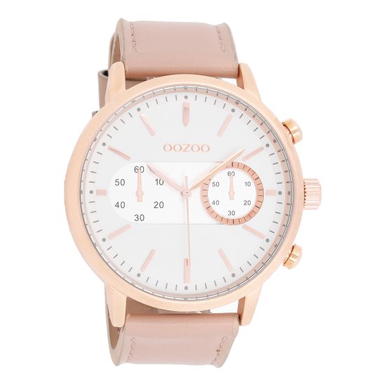 Foto: Oozoo timepieces ros goudkleurige horloge met poeder roze leren band c9056