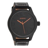 OOZOO Timepieces - Zwarte horloge met zwarte leren band - C1069