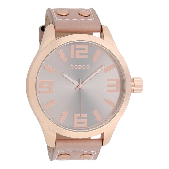 OOZOO Timepieces - Rosé goudkleurige horloge met oud roze leren band - C1102