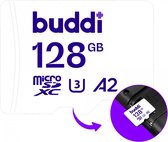 Buddi MicroSDXC Geheugenkaart | Compatibel met Nintendo Switch | Extra opslag | 160MB/'s leessnelheid | 120MB/'s schrijfsnelheid | 128GB | Wit